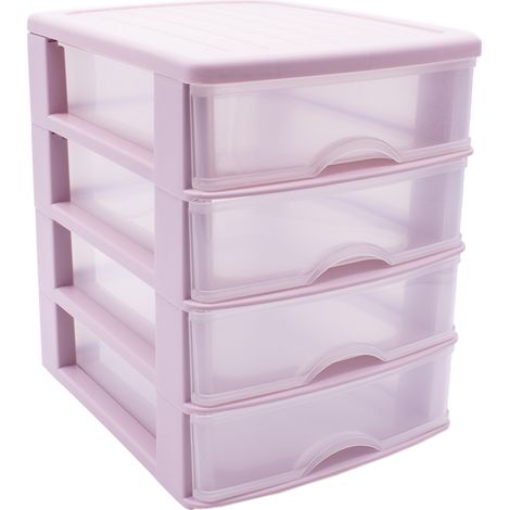 Torre de almacenamiento con 4 cajones 35 cm Rosa claro (1/4)