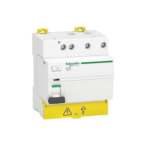 Schneider - A9R67740 - Acti9 iIG40 - Inter. diff tête de groupe - 3P+N - 40A - 30mA - Type AC