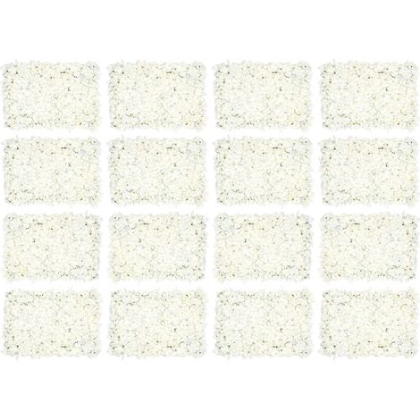 Set aus 20 künstlichen Blumen-Wandpaneelen – Seidenblumen-Wandelemente – Party-Deko – Hochzeits-Hintergrund – Weiß – 60 x 40 cm (1/5)