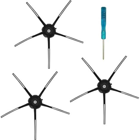Lot de 3 brosses latérales de rechange en caoutchouc de silicone, compatibles avec les aspirateurs Roborock S7, S6 MaxV, S6, S6 Pure, E4, S4 Max, S4, S5 Max, S5, E35 et E2, noir. (1/5)