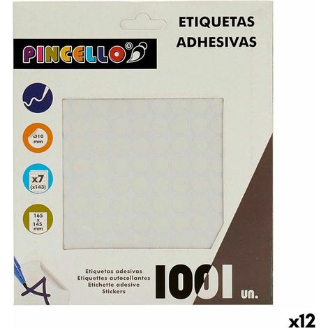 Klebeetiketten Pincello Weiß Ø 10 mm 17 x 4 x 19 cm (12 Stück)
