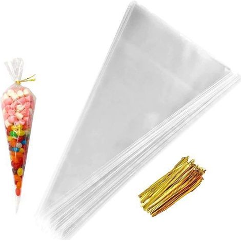 Lot 100 Sachets Bonbons Transparents 30x16 cm - Sachets Nouer Cellophane - Pour Chocolat Biscuit Pop corn - Idéal Fête Maison (1/5)