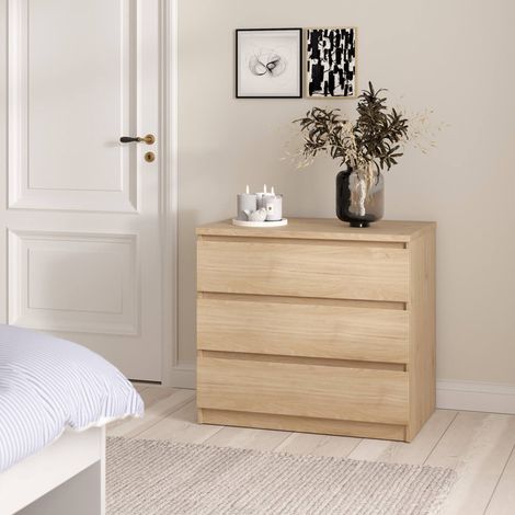 Dmora - Cajonera Aglae, Cómoda multiusos, Cómoda de dormitorio, Gabinete con cajones, 77x50 h70 cm, Roble (1/5)