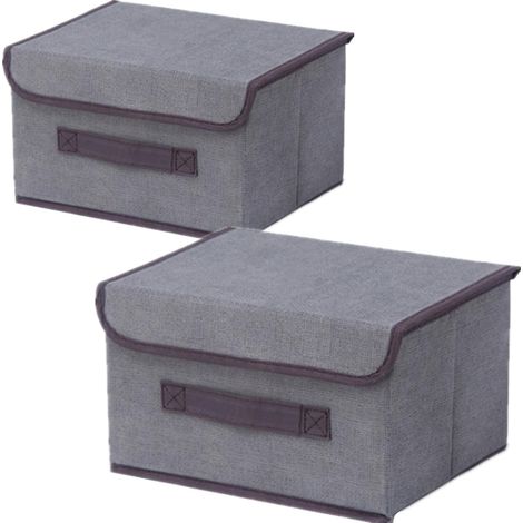 2 Boîte de Rangement Tissu,Couvercle,Pliable,Polypropylène,Placard,Vêtements,Jouets