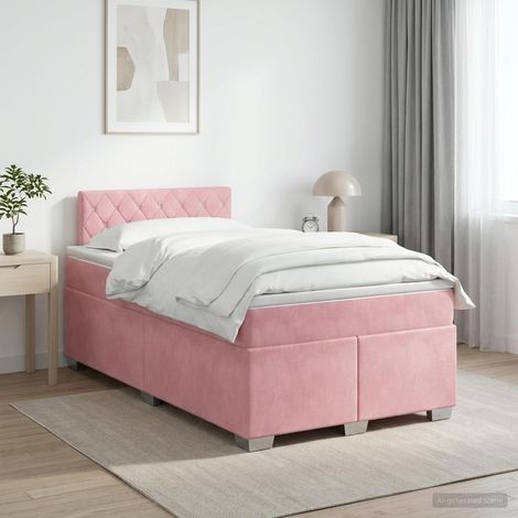 vidaXL Lit boxspring avec matelas Rose 120 x 200 cm Velours (1/5)