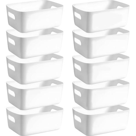 Panier de Rangement en Plastique avec poignées,pour Cuisine,Salle de Bain 10pcs (1/5)