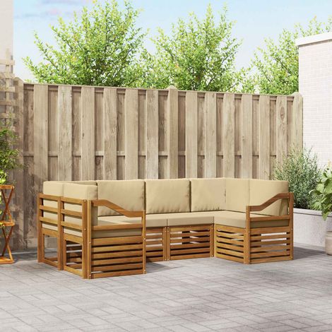 vidaXL Ecksofa Set mit Kissen 6 pcs Natur (1/5)