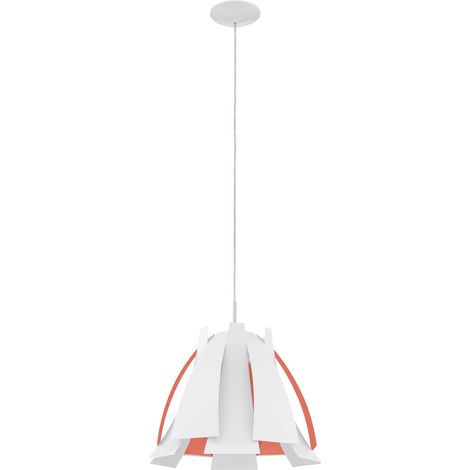 Suspension lampe de salon, rétro métal feuille blanche orange, douille E27, DxH 43,5x110cm (1/3)