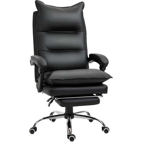 Fauteuil de bureau,chaise bureau ergonomique avec large assise rembourrée,dossier inclinable,hauteur réglable,et repose-pied intégrés (1/5)