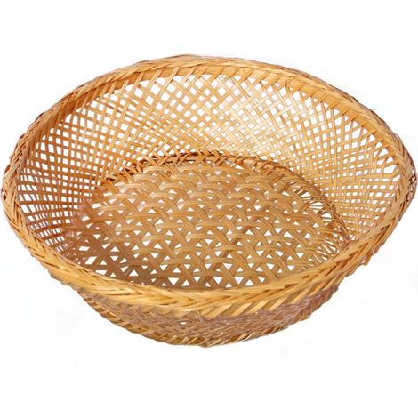 Cestino per il pane in bambù, rotondo, 22 cm, beige (1/2)