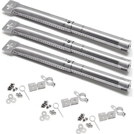 3 pièces universel brûleur 31-45cm pièces détachées en acier inoxydable pour Landmann Triton 2, Enders Monroe,Tepro, Blooma,Proficook, Campingaz, Outback, Taino, Barbecook Barbecue à gaz