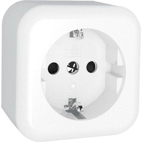 IluminaShop - Enchufe de Superficie Tipo F Schuko 16A IP20 Blanco