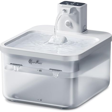 Wireless Motion Detection Cat Water Fountain White Cat Water Fountain with Rechargeable Battery Pump (1/5)