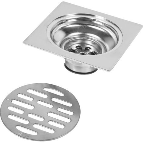 Dickwandiger Edelstahl-Bodenablauf, quadratischer Duschablauf, geruchsdicht für Badezimmer, 100 x 100 mm (Ausführung: 2) (1/4)