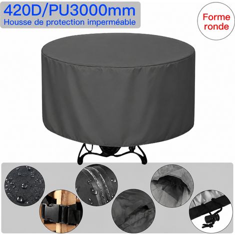 Housse de protection ronde pour mobilier de jardin en polyester 420D PU 3000mm blanc avec aérations et poignées 420d pu3000mm blanc 45 × 40 × 25 cm 500 g – Livraison gratuite