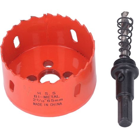 Scie cloche bimétallique en acier rapide, foret de 65 mm (2,56 po) avec alésage pour bois et PVC