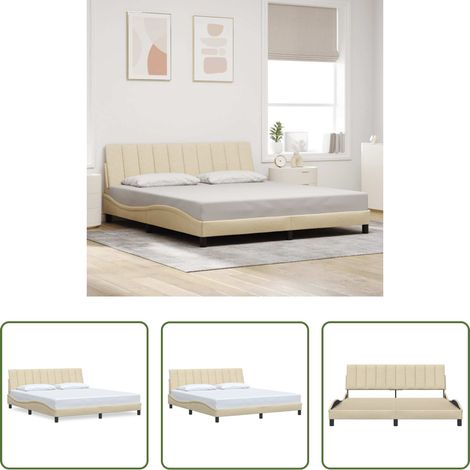 vidaXL Kopfteil - Bettgestell ohne Matratze "Hanko" Creme 180x200 cm Stoff (1/5)