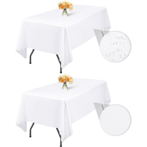 SHINING HOUSE Paquet de 1 nappes rectangulaires en Polyester Blanc 140200cm  résistant à l'eau et aux Taches Lavable sans Plis Nappe pour fête de Mariage Anniversaire Camping Libre - Service