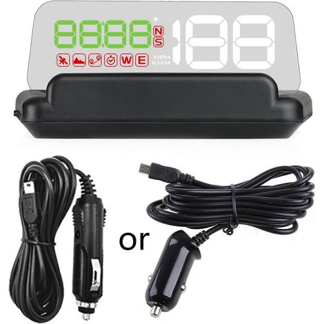 Affichage tête haute HUD GPS vitesse projection compteur kilométrique consommation huile horloge voiture universel. (1/4)