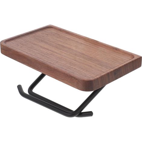 Porte-Rouleau de Papier Toilette sans Perçage 20 Cm Noir avec Étagère Spacieuse et Double Tige Inférieure pour Salle de Bain, Support Mural Robuste Multifonction pour Essuie-Tout (1/5)