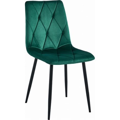 Sedia Libra in Velluto Verde Bosco con Gambe Nere (1/5)