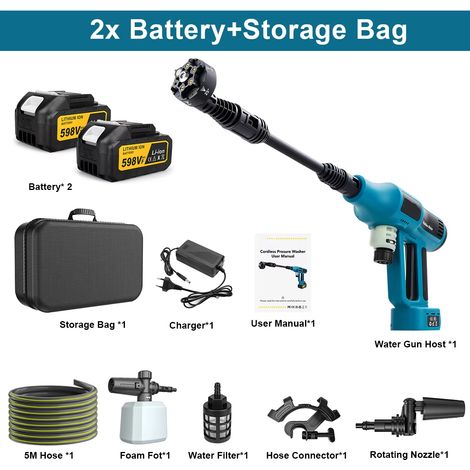 Laveuse pression Gisam – 250 bars – 4 réglages – Brushless – Makita 18V – Pack 2 batteries + chargeur (1/5)