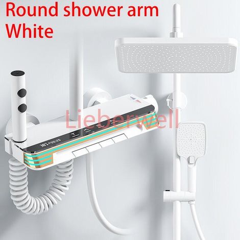 Ensemble de douche de salle de bain numérique avec musique, éclairage d'ambiance, haut-parleur Bluetooth, système de douche numérique, robinet de salle de bain chaud et froid (1/4)