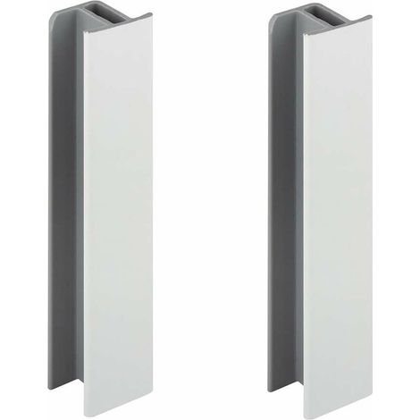 Set di 2 connettori per battiscopa da 150 mm, bianco lucido, per gambe di mobili, in PVC resistente all'umidità .