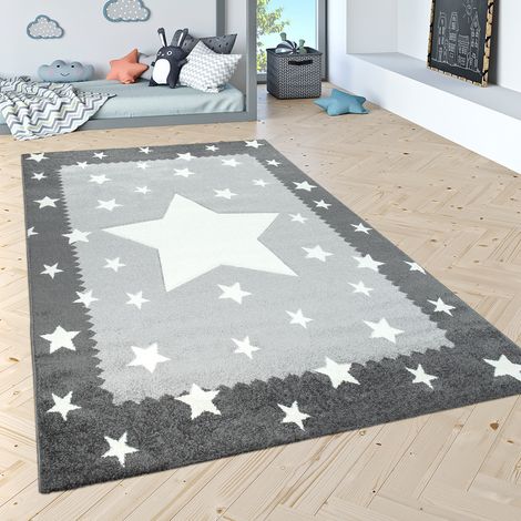 Paco Home Tappeto Bambini Cameretta Colori Pastello Moderni Motivi Graziosi Effetto 3D Ø 120 cm tondo, Grigio 1
