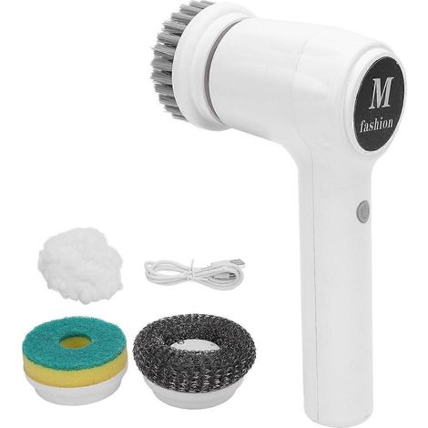Elektrischer Rotationsreiniger mit 2 Geschwindigkeiten, 4 austauschbaren Köpfen, wasserdicht (IPX7), kabellose Reinigungsbürste für das Set