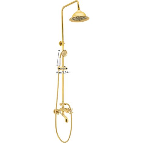 Sistema de ducha, grifo de ducha de lluvia manual de 3 funciones, montaje en pared, color dorado. (1/2)