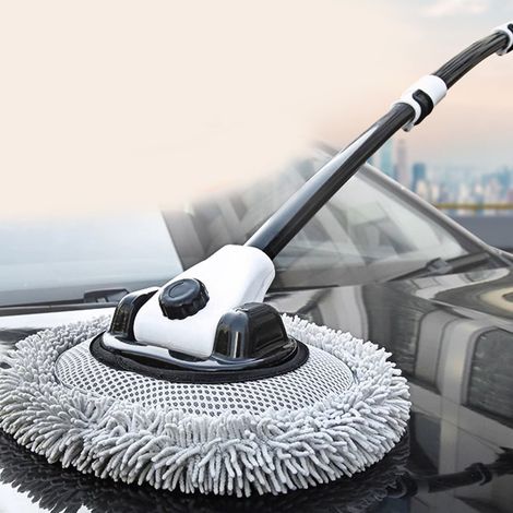 Cepillo para lavado de autos con mango telescópico de aleación de aluminio y cabezal de microfibra para una limpieza sin rayones - Cepillo de lavado extensible (1/5)