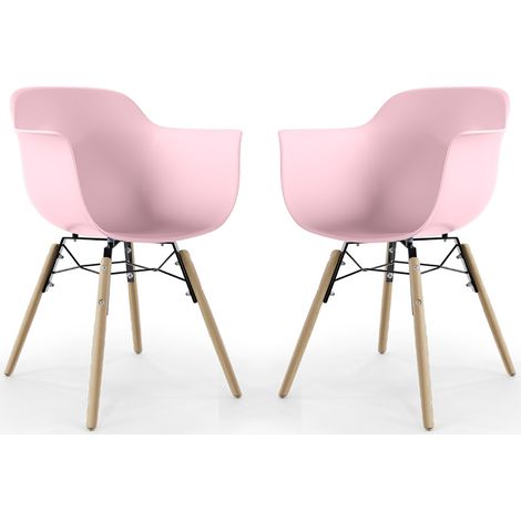 Sedia da Pranzo - Design Scandinavo - Gambe in Legno - Set di 2 - Nordika Pastel pink
