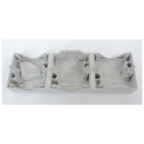 Boîtier apparent 3 postes gris horizontal 227X72.5X38mm pour appareillage étanche composable IP55 MUREVA SCHNEIDER ENN37913