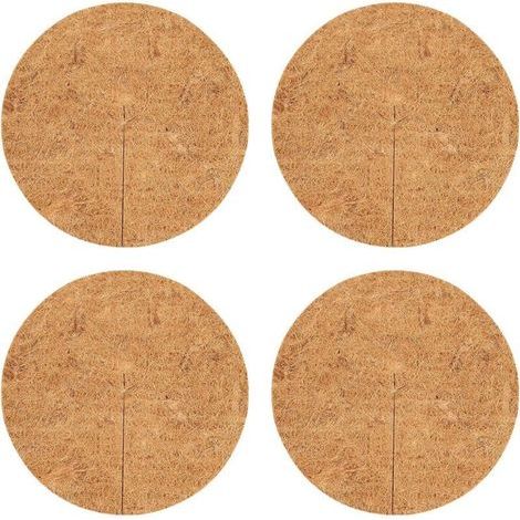 4 Pièces Disque de Protection Plante Toiled Paillage Coco Paillage Chanvre Tapis de Coco Plantes Noix De Coco Disque en Fibre De Coco Plantes Protection Tapis en Fibre De Coco, Biodégradable (1/5)