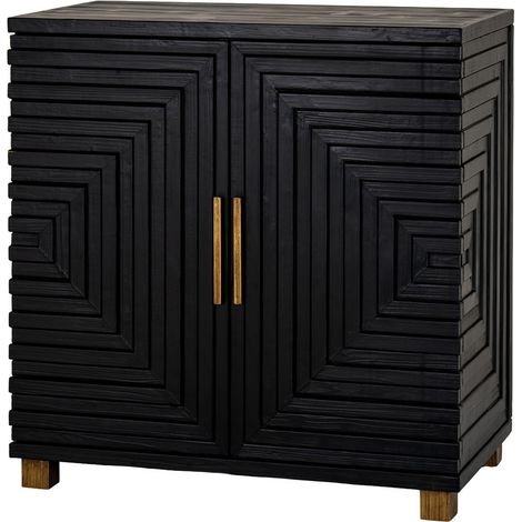 Lennox 2 Door Small Sideboard - Wood - L43 x W80 x H78 cm - Black