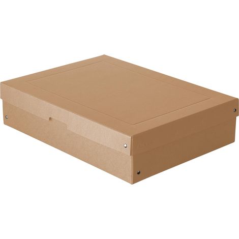 PureBox Nature. Fabriqué en Allemagne. 100 mm de haut DIN A3. Boîte de rangement avec couvercle en carton solide (1/5)