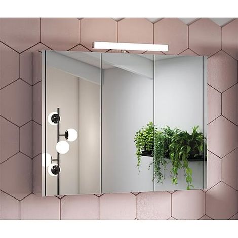 Armoire à glace Vikja avec Éclairage LED, 3 portes, miroir latéral 900x700x155 mm (1/2)