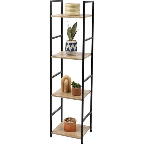 Scaffale a 4 ripiani collezione HOLBORN - Stile industriale, colore rovere e nero