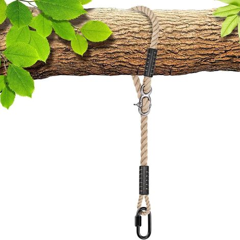 Kit de suspension pour balancelle d'arbre, corde réglable rapide et facile à accrocher pour intérieur et extérieur, branche d'arbre, camping, aire de jeux (beige, 152,4 cm, 1 pièce) (1/5)