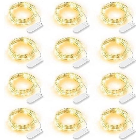 AMOUNE 12PCS - Guirlande Lumineuse LED - 2M 20 LED - Blanc Chaud. (1/3)