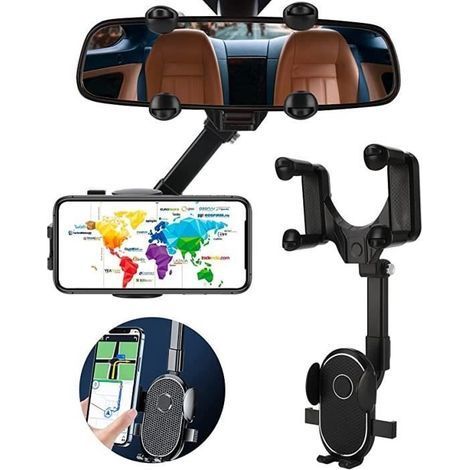 360° verstellbare Auto-Handyhalterung – Kompatibel mit Handys von 4,5 bis 7 Zoll – Rückspiegelhalterung (1/4)