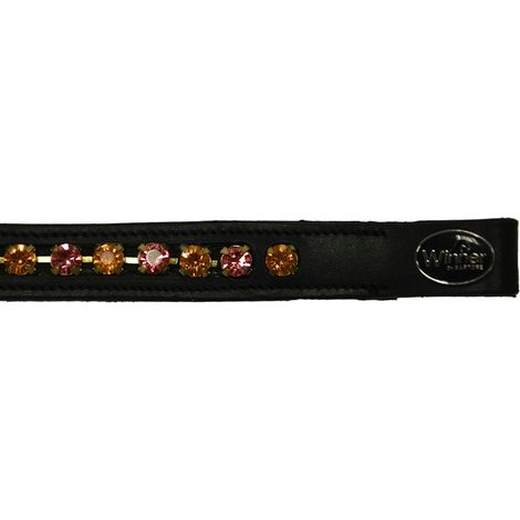 Cob, Marrone: Winner Lederfrontplatte 16 mm mit orange/fuchsiafarbenen Strasssteinen