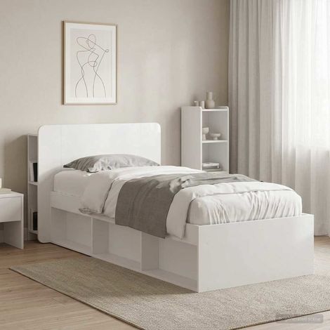 vidaXL Cabinet de Tête de Lit Blanc brillant Bois d'ingénierie (1/5)