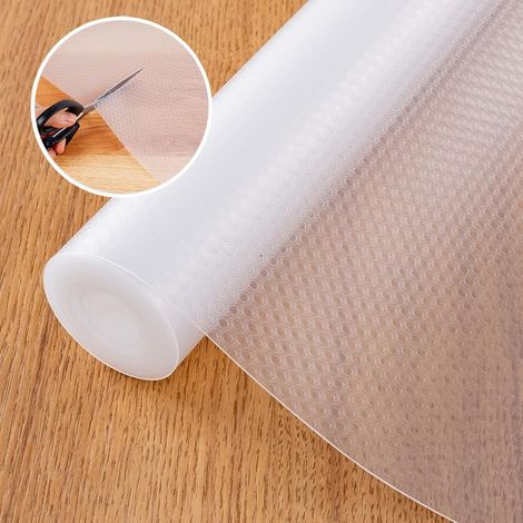 Tapis Fond de Tiroir Antiderapant Non-adhésif, Tapis de tiroir EVA, Tapis de Frigo, Protection tiroir Cuisine,Tapis pour Tiroir Placard Refrigerateur Etagere Camping-Transparent/30×150cm (1/5)