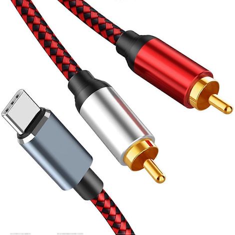 Câble audio USB-C vers 2 RCA (1 m) pour tablettes Xiaomi et Huawei, haut-parleurs, amplificateurs et téléviseurs. (1/5)