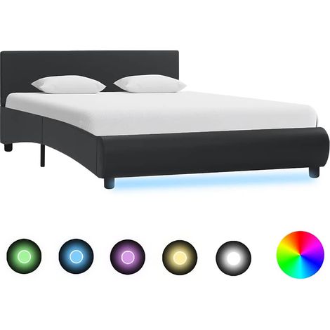 Maison Exclusive - Bett mit LED-Beleuchtung ohne Matratze Schwarz