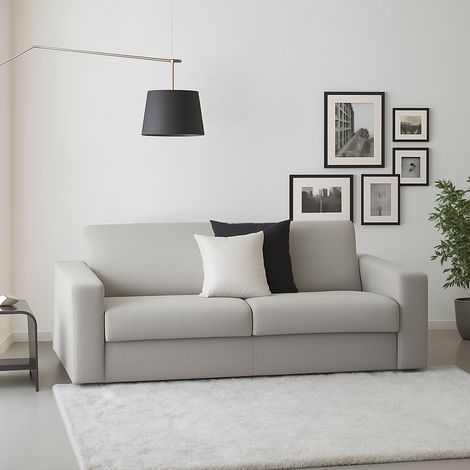 Dmora - Canapé fixe Dgunte, Grand Canapé 2 places, 100% Made in Italy, Canapé Salon, en tissu matelassé, avec accoudoirs fins, Cm 180x95h90, Gris (1/5)
