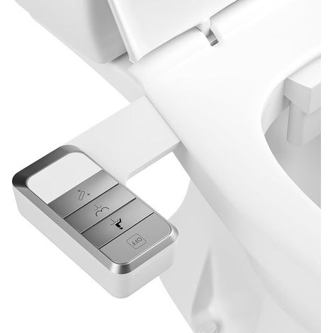 Fixation de bidet non électrique pour toilettes – Fixation ultra fine pour siège de toilette avec pression d'eau réglable, double buse autonettoyante (lavage avant et arrière) (1/5)