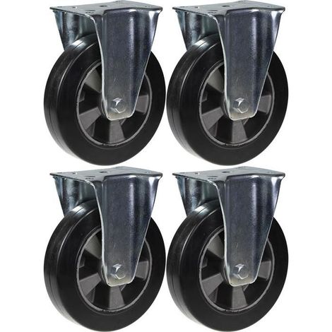 Roulettes - Materiale Cantiere - 200mm - Gomma Nera - Capacità 1800kg